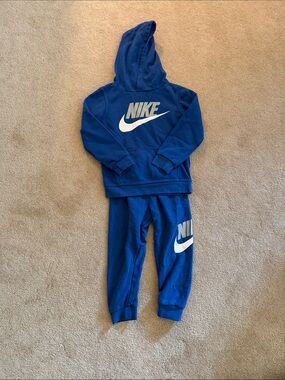 Nike Kids Royal Blue Hoodie & Joggers Set with White Logo